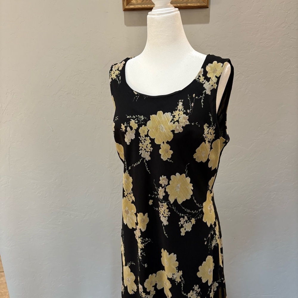 Vintage Y2K Black Floral Midi Dress | Studio I | Size 12 - Picture 6 of 12